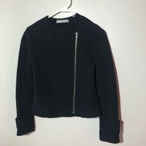 Vince womens black asymmetrical zipper blazer jacket size 2 minimalist capsule